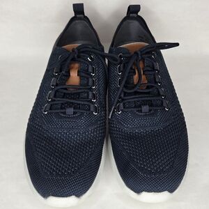 Men's Navy Knit Sneakers with Tan Accents